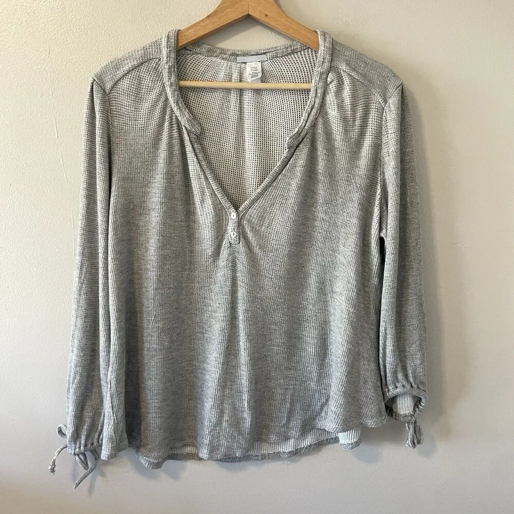 Eberjey Ula Peasant Waffle Knit Pajama Shirt Sz S Loungewear Cozy